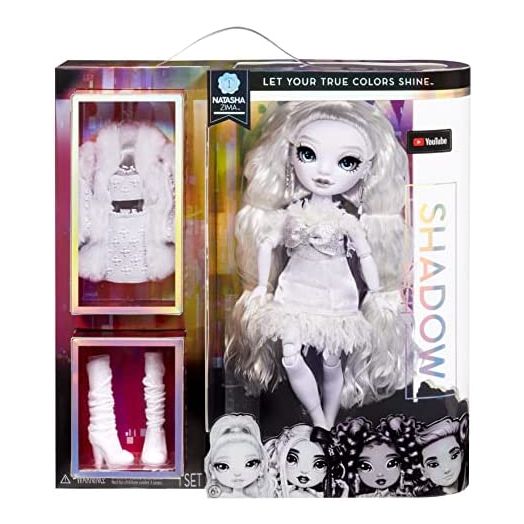 Rainbow High Shadow Series 1 Natasha Zima- Grayscale Fashion Doll. 2 Designer Dove White Outfits to Mix & Match with Accessories