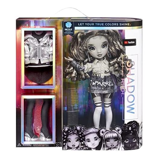 Rainbow High Shadow Series 1 Nicole Steel- Grayscale Fashion Doll. 2 Titanium Designer Outfits to Mix & Match with Accessories, Great Gift for Kids 6-12 Years Old and Collectors, Multicolor, 583585EUC