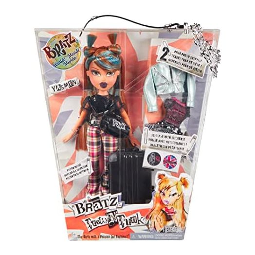 Bratz Pretty ‘N’ Punk Yasmin Fashion Doll with 2 Outfits and Suitcase, Collectors Ages 6 7 8 9 10+