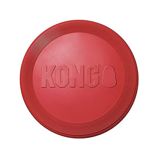 KONG Flyer - Durable Dog Toy for Outdoor Playtime - Natural Rubber Flying Disc, Dog Toy for Fetch - Safer Disc for Healthy Activity - for Small Dogs
