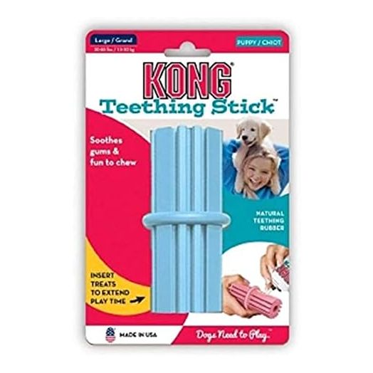 KONG Puppy Teething Stick - Soft Teething Stick for Growing Puppies - Teeth Cleaning Dog Toy - Chew Toy for Puppies with Ridges - Natural Rubber Toy Perfect for Snacks & Treats - for Large Puppies
