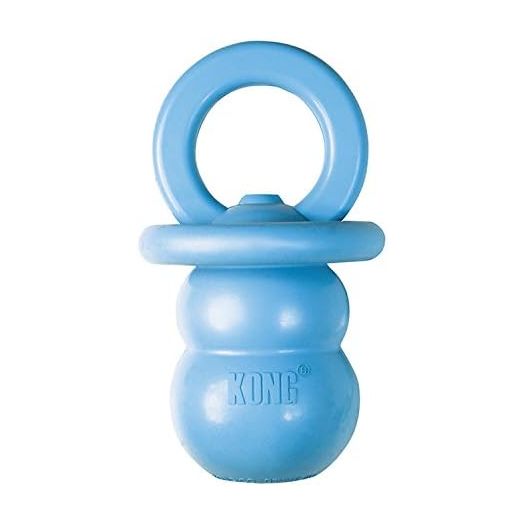KONG Puppy Binkie - Pacifier Dog Toy for Puppies - Stuffable Chew Toy for Puppy Playtime - Durable Natural Rubber Dog Treat Toy for Teething Puppy - for Small Puppies - Blue