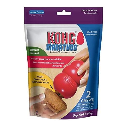 KONG Marathon - Medium Dog Toy Chewy Treat - Chicken Flavor, Grain Free - 2 Pack