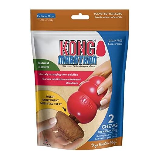 KONG Marathon - Medium Dog Toy Chewy Treat - Peanut Butter Flavor, Grain Free - 2 Pack
