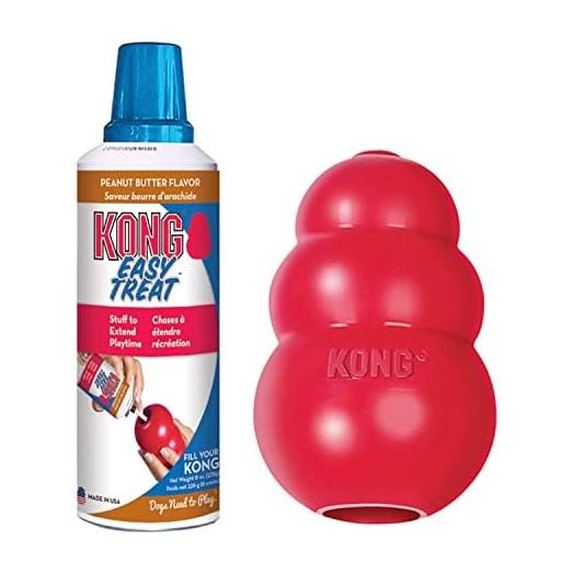 KONG - Classic Dog Toys with Easy Treat Peanut Butter Dog Treats, 8 Ounce - for Large Dogs