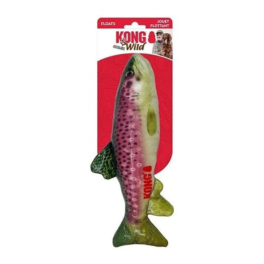 KONG Wild Shield Fish Shaped Dog Toy for Medium Breeds (Trout)