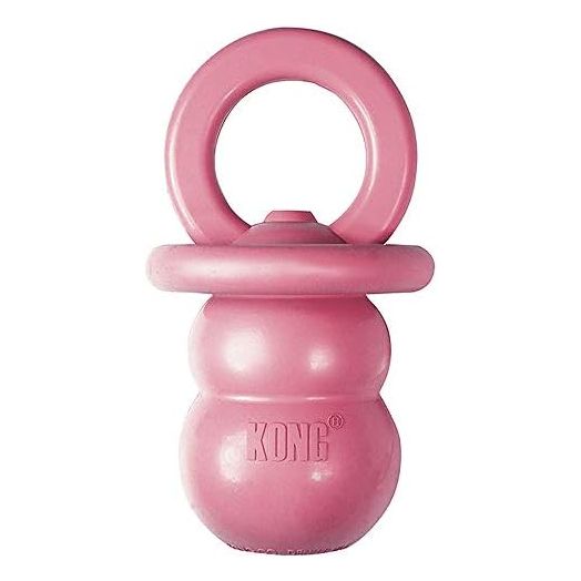 KONG Puppy Binkie - Pacifier Dog Toy for Puppies - Stuffable Chew Toy for Puppy Playtime - Durable Natural Rubber Dog Treat Toy for Teething Puppy - for Medium Puppies - Pink