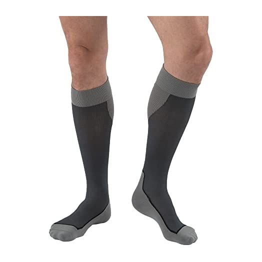JOBST Sport Knee High 15-20 mmHg Compression Socks, Black/Grey, X-Large