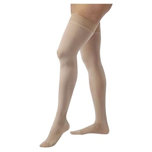 JOBST Relief 20-30 mmHg Compression Socks, Thigh High with Silicone Band, Beige, Medium