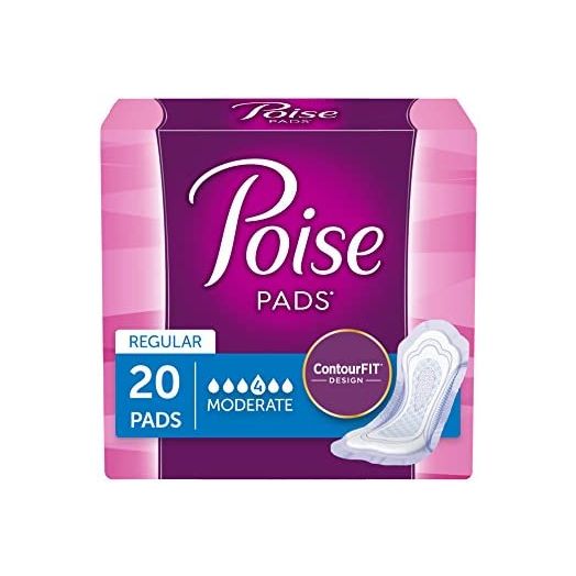 Poise Moderate Absorbency Pads, Regular Length, 20 ct (Pack of 2)