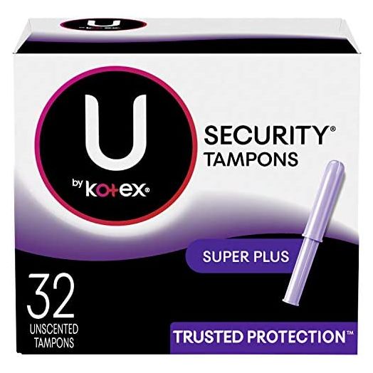 U by Kotex Security Tampons, Super Plus Absorbency, Unscented, 32 Count (Packaging May Vary)