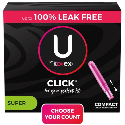 Kimberly Clark U by Kotex Click Compact Tampons, Super, Unscented, 45 Count