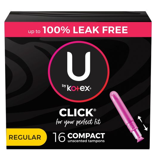 Kimberly Clark U by Kotex Click Compact Tampons, Regular, Unscented, 16 Count