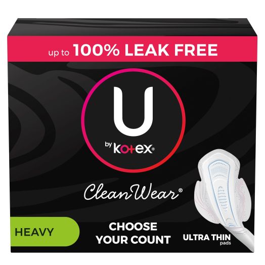 Kimberly Clark U by Kotex CleanWear Ultra Thin Feminine Pads with Wings, Heavy, 40 Count