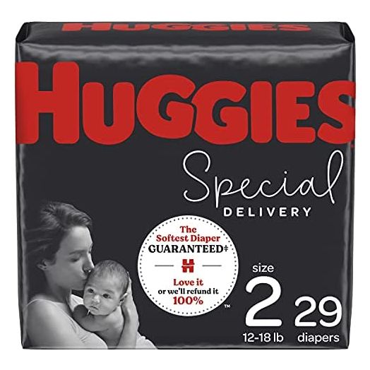 Hypoallergenic Baby Diapers Size 2 (12-18 lbs), Huggies Special Delivery, Fragrance Free, Safe for Sensitive Skin, 29 Ct