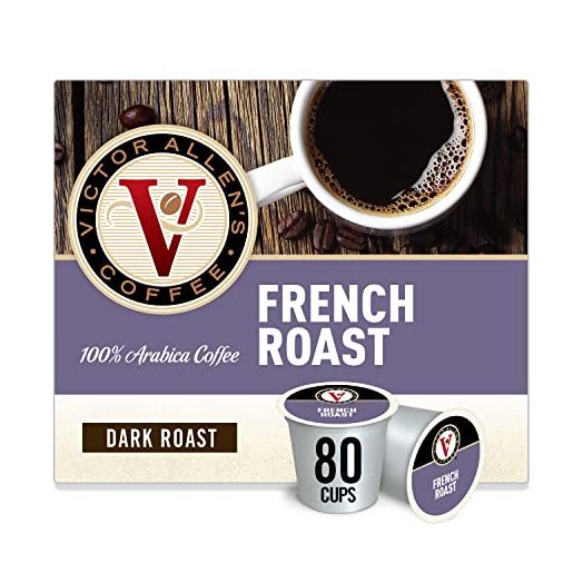 Victor Allen's Coffee French Roast, Dark Roast, 80 Count, Single Serve Coffee Pods for Keurig K-Cup Brewers
