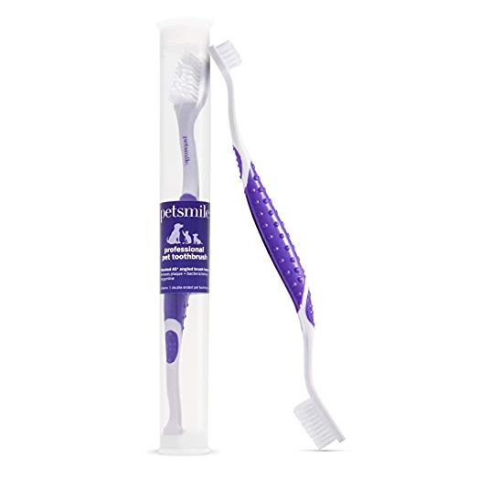 Petsmile Professional Dog Toothbrush | Patented 45° Bristles Dual-Ended Dental Brush Head Cleans Teeth for Small and Large Pets | Promotes Healthy Gums and Oral Hygiene | VOHC Approved Brand