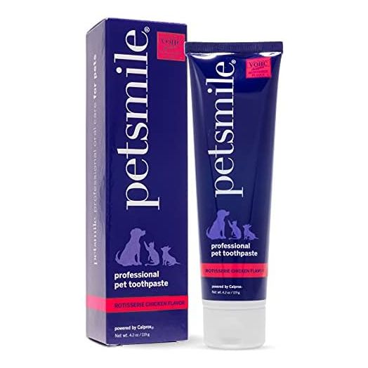 Petsmile Professional Dog Toothpaste | VOHC Approved Flavored Pet Toothpaste with Plaque Control | Human-Grade Ingredients Clean Teeth & Improves Dental Health (Rotisserie Chicken, 4.2 Oz)