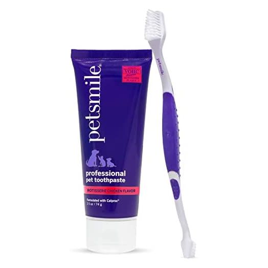 Petsmile Professional Dog Teeth Brushing Kit | VOHC Approved Plaque and Tartar Control Pet Toothpaste & Toothbrush | Human-Grade Ingredients Improve Dental Health (Rotisserie Chicken, 2.5 Oz)
