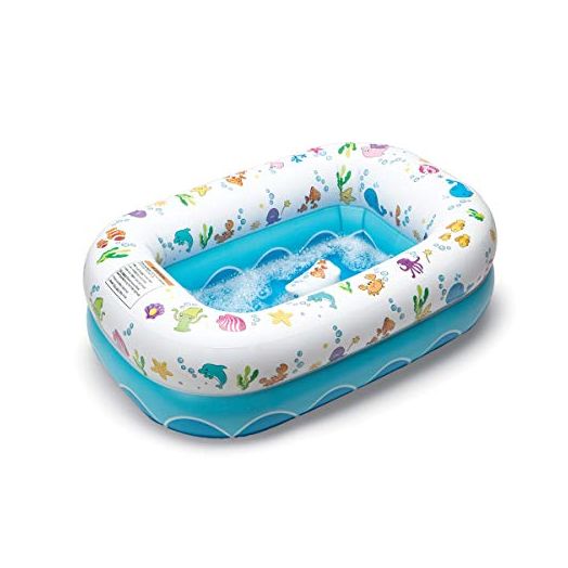 Mommy's Helper Inflatable Bathtub for Baby & Toddler; Saddle Horn Baby Bath Seat Keeps Baby from Sliding; Whimsical Ocean Design Makes Toddler Bath time Fun; Recommended Age 6 to 24 Months