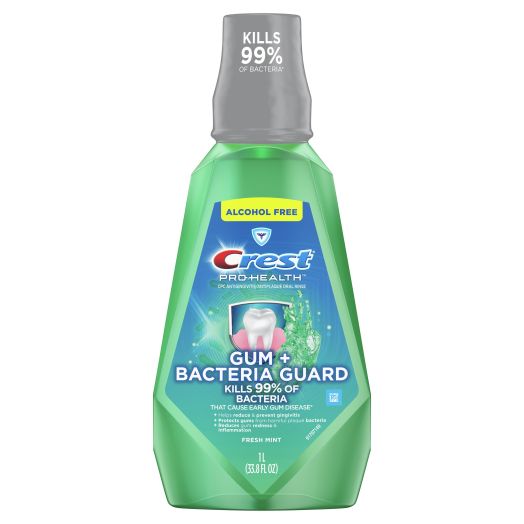 Crest Pro-Health Gum and Bacteria Guard Mouthwash, Alcohol Free, Mint, 1 L
