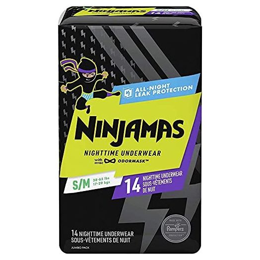 Pampers Ninjamas, Disposable Underwear, Nighttime Underwear Boys, FSA HSA Eligible, 14 Count, Size S/M (38-65 lbs)