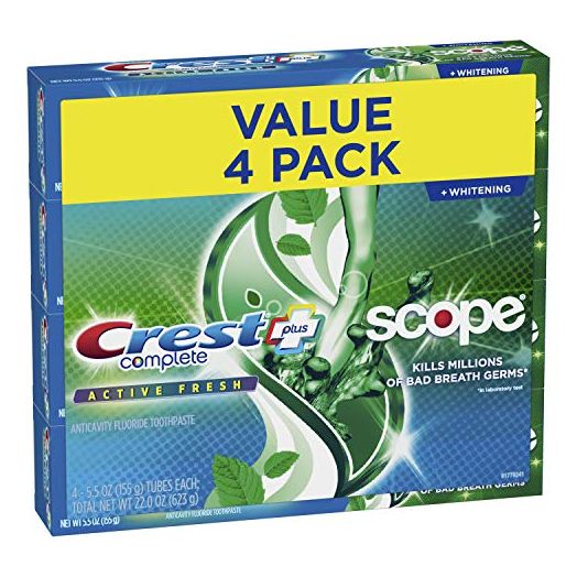 Crest Complete Active Fresh + Whitening Toothpaste, 5.5oz (Pack of 4)