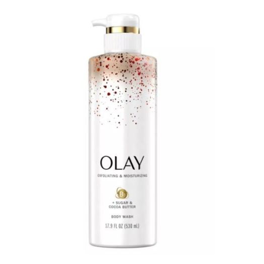 Olay Exfoliating & Moisturizing Body Wash with Sugar, Cocoa Butter, and Vitamin B3, 17.9 Oz