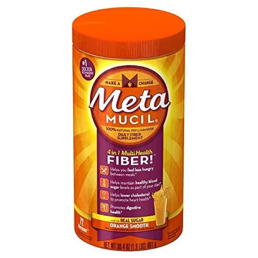 Metamucil Daily Fiber Supplement Orange Smooth 72 Tablespoons, 30.4 oz