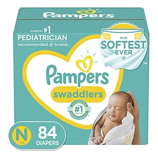 Diapers Newborn/Size 0 (< 10 lb), 84 Count - Pampers Swaddlers Disposable Baby Diapers, Super Pack (Packaging May Vary)