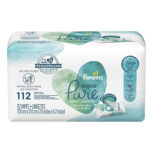 Pampers Aqua Pure, Sensitive Water Baby Diaper Wipes, 112 Total Wipes