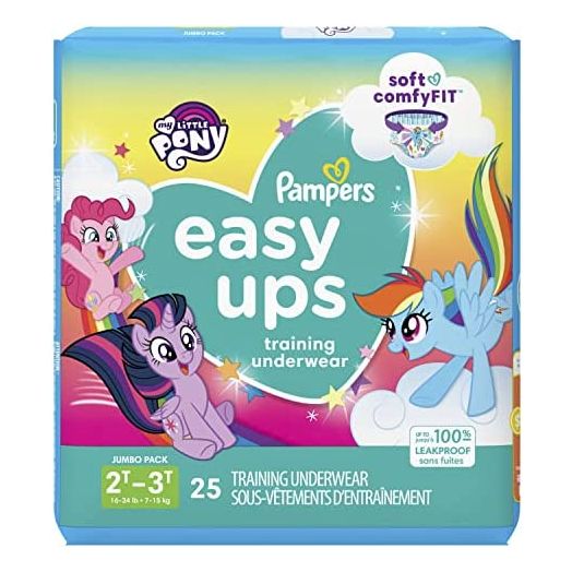 Pampers Easy Ups Training Underwear Girls Size 4 2T-3T 25 Count (Packaging May Vary)