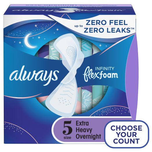Always Infinity FlexFoam Overnight Pads, Winged, Unscented, Size 5, 30 Ct