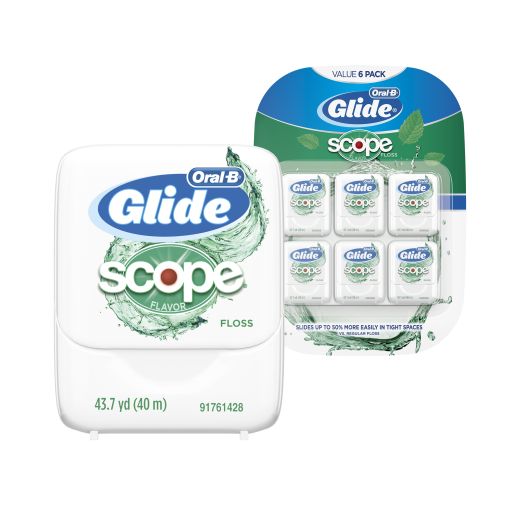 Oral-B Glide with Scope Mint Flavor Floss, 43.7 yd (40 m) (Pack of 6)
