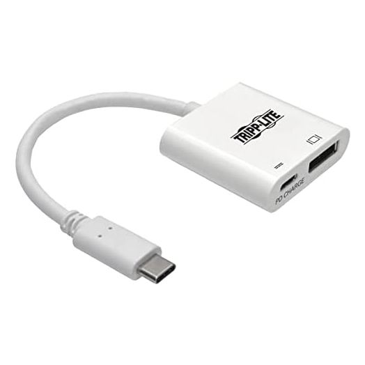 Tripp Lite USB-C to DisplayPort Adapter Cable, USB C to DP Converter Cable with Equalizer, 8K UHD, HDR, PD Charging 60W, 6in, White (U444-06N-DP8WC)