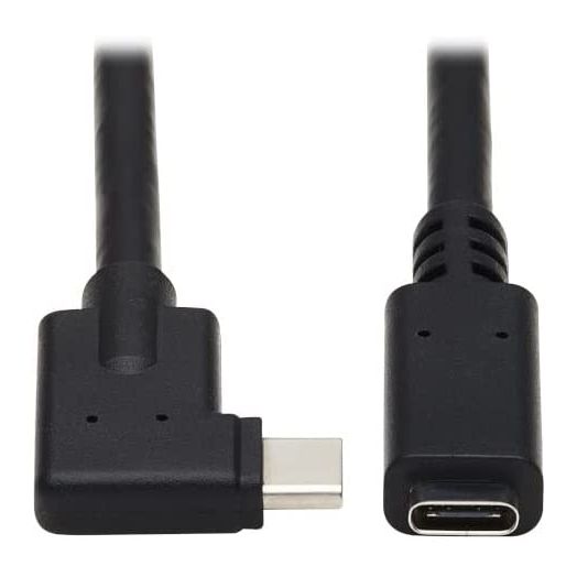 Tripp Lite USB-C Right-Angle Extension Cable (M/F), USB 3.2 Gen 2, Thunderbolt 3, 10 Gbps, 60W Power Delivery Charging, 20 Volts 3 Amps, 20 inches / 0.5 Meters, (U421-20N-G2-RA)