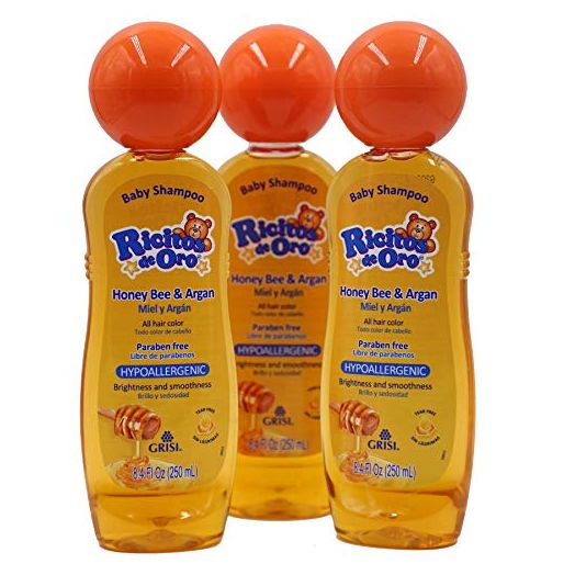 Ricitos de Oro Honey Bee Baby Shampoo, Rattle Cap, 8.4 FL Oz (3 Pack)