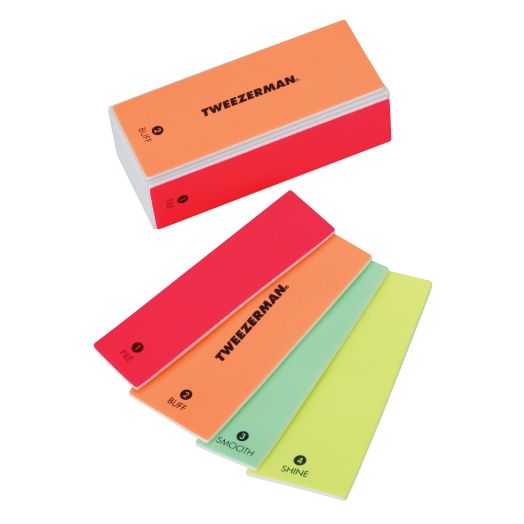 Tweezerman 4-in-1 Neon File, Buff, Smooth & Shine Block for Nails