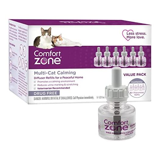 6 Refills | Comfort Zone Multi-Cat Diffuser Refills (Value Pack) for a Peaceful Home | Veterinarian Recommend | Stop Cat Fighting and Reduce Spraying, Scratching, & Other Problematic Behaviors