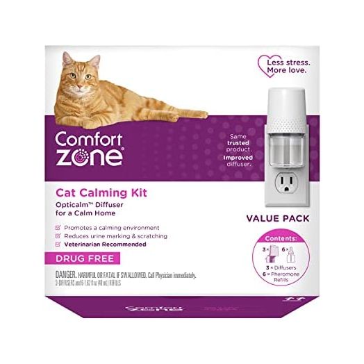 3 Diffusers Plus 6 Refills | Comfort Zone Cat Calming Diffuser Kit (Value Pack) for a Calm Home | Veterinarian Recommended | Reduce Spraying, Scratching, & Other Problematic Behaviors