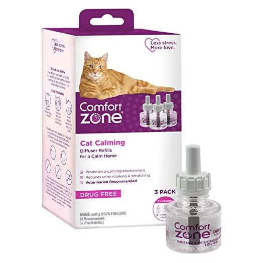 Comfort Zone 3 Refills Cat Calming Pheromone Diffuser Refills (90 Days) for a Calm Home | Veterinarian Recommended | De-Stress Your Cat and Reduce Spraying, Scratching, & Other Problematic Behaviors