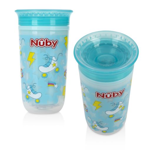 Nuby 2 Pk 10 oz Insulated Light Up 360 Wonder Cup, Skates