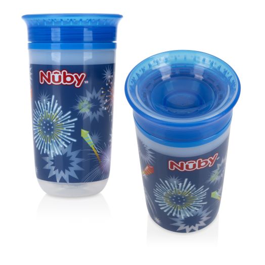Nuby 2 Pk 10oz Insulated Light Up 360 Wonder Cup, Fireworks