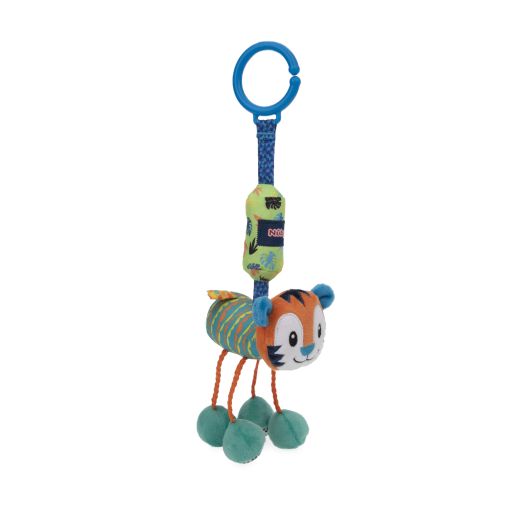 Nuby Safari Chimes Toy with Inner Bell and C-hook, Tiger