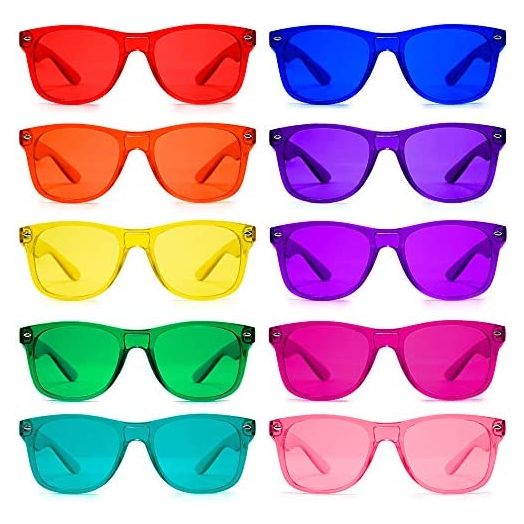 Purple Canyon Color Therapy Mood Glasses Light Therapy Chakra Healing Glasses Chromotherapy Color (10 Pack)