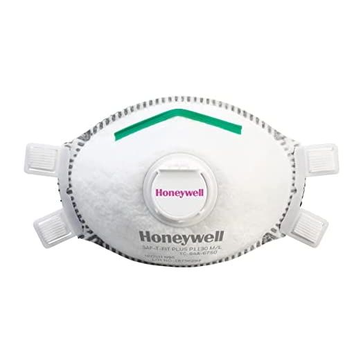 Honeywell SAF-T-Fit Plus Disposable Lead Paint Removal P100 Respirator Mask with Exhalation Valve, 1-Pack (RWS-54020)