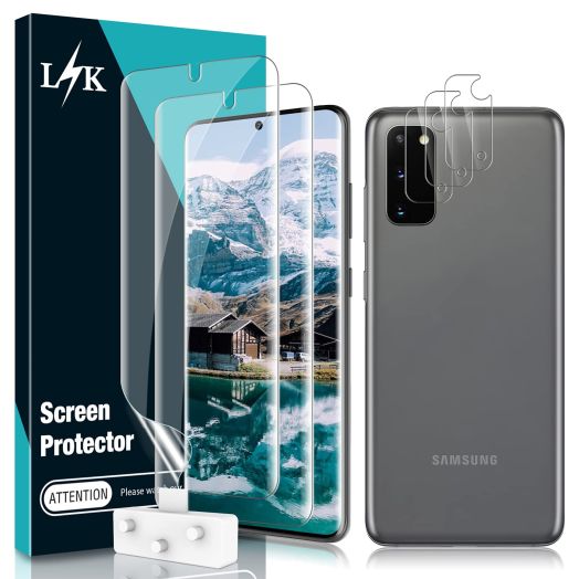 [2+3 Pack] LK Designed for Samsung Galaxy S20 2 Pack Screen Protector & 3 Pack Camera Lens Protector, Alignment Frame High Definition Clear Flexible TPU Film