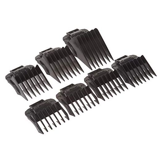 Andis 01380 7pc Snap-On Comb Set, Blade Attachments For MBA, ML And SM Model Trimmers, Black