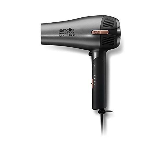 Andis 80280 Fold-n-go 1875 Watt Ceramic Ionic Dryer, Retractable Cord