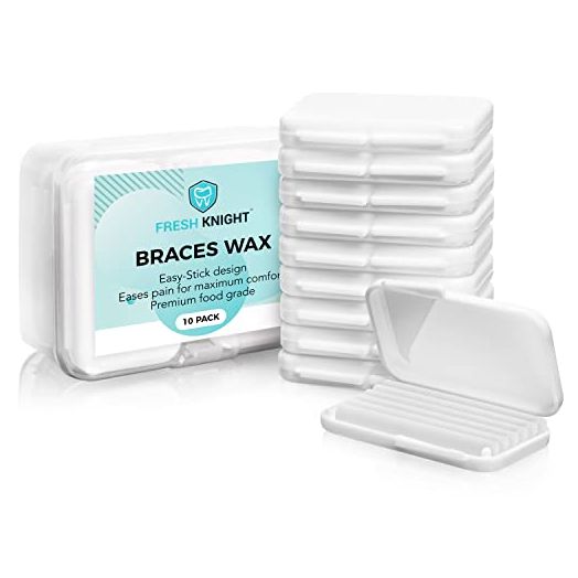 FRESH KNIGHT Braces Wax, 50 Orthodontic Wax Strips, Unscented (10 Pack)